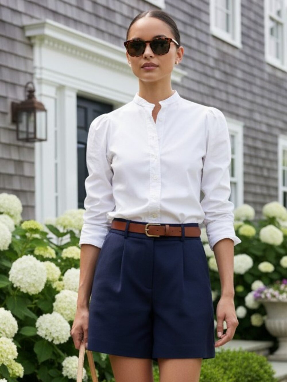 The Shirt Rochelle Behrens White Puffed Shoulder Shirt Long Sleeve Button Down M